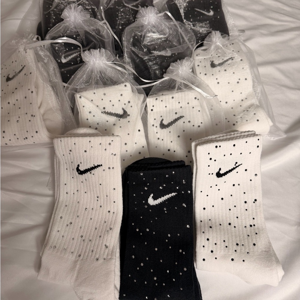 Nike Black & White rhinestone Socks - Each